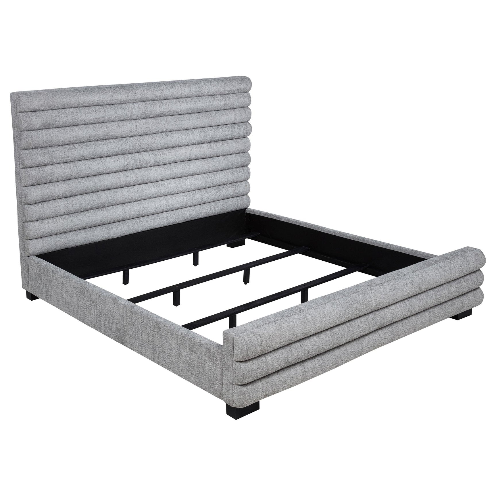 Patricia Grey 58-inch Boucle Upholstered Eastern King Bed - Ornate Home