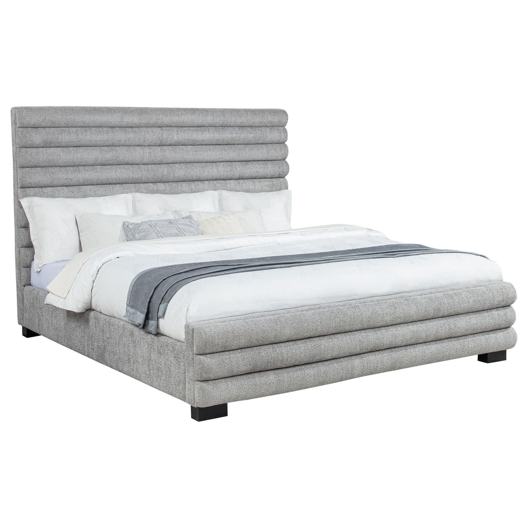 Patricia Grey 58-inch Boucle Upholstered Eastern King Bed - Ornate Home