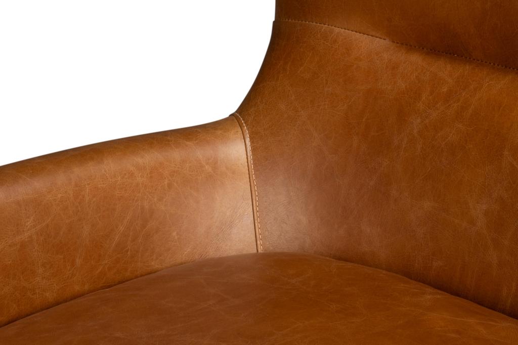 Patron Brown Highback Leather Chair - Ornate Home