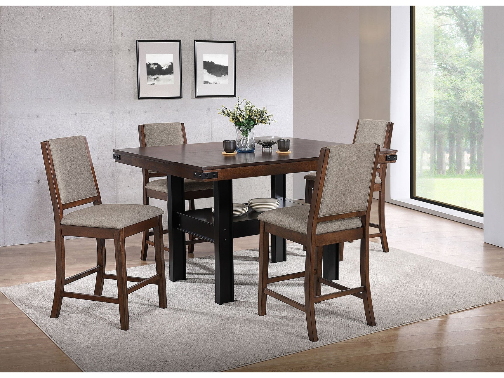Patterson Mango Oak / Black Counter Height 5-piece Dining Room Set - Ornate Home