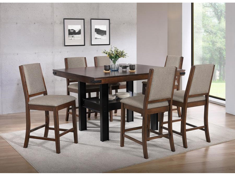 Patterson Oak 7-piece Counter Height Dining Room Set - Ornate Home