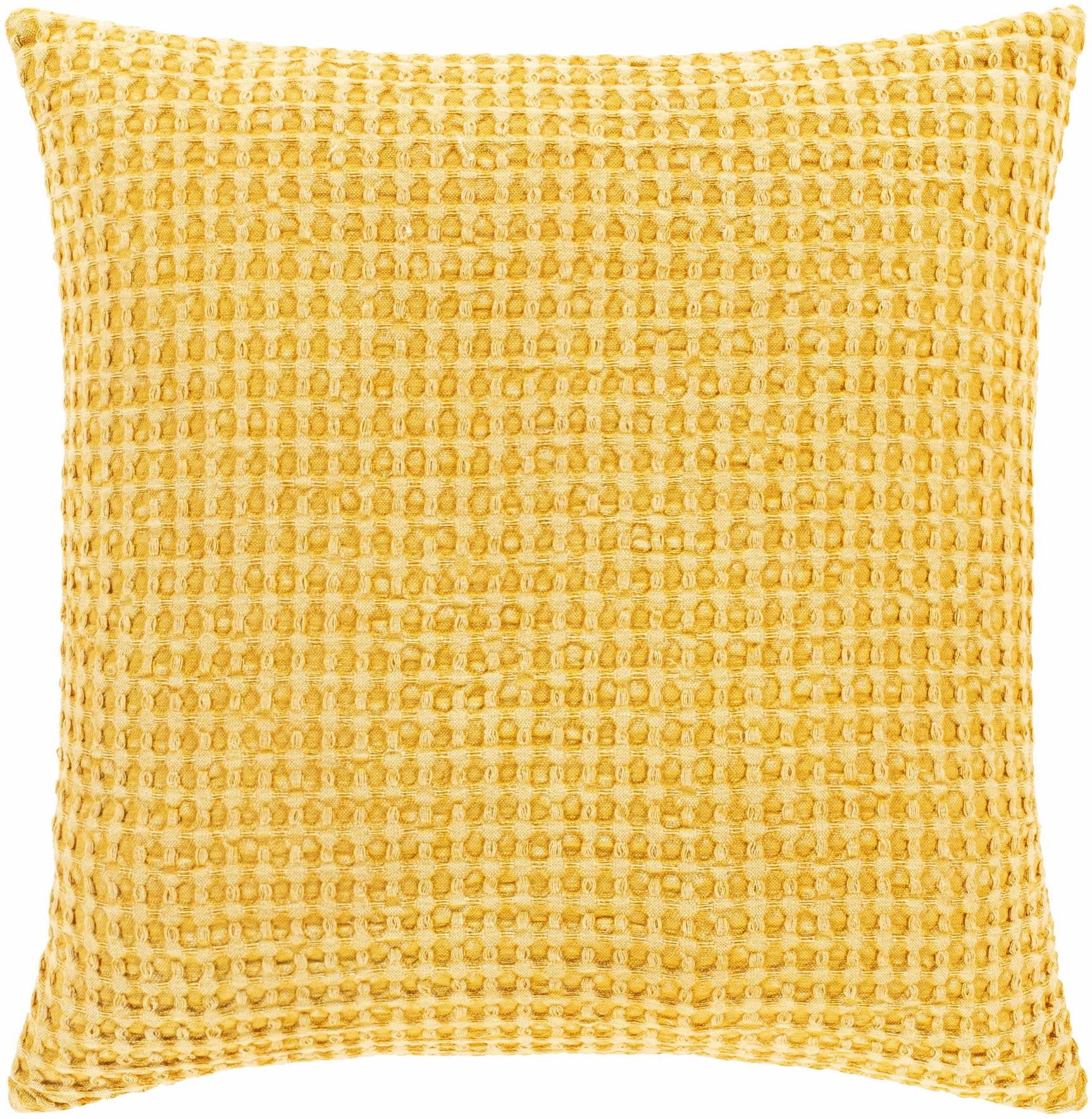 Paulding Textured Yellow Cotton Square Throw Pillow - Ornate Home