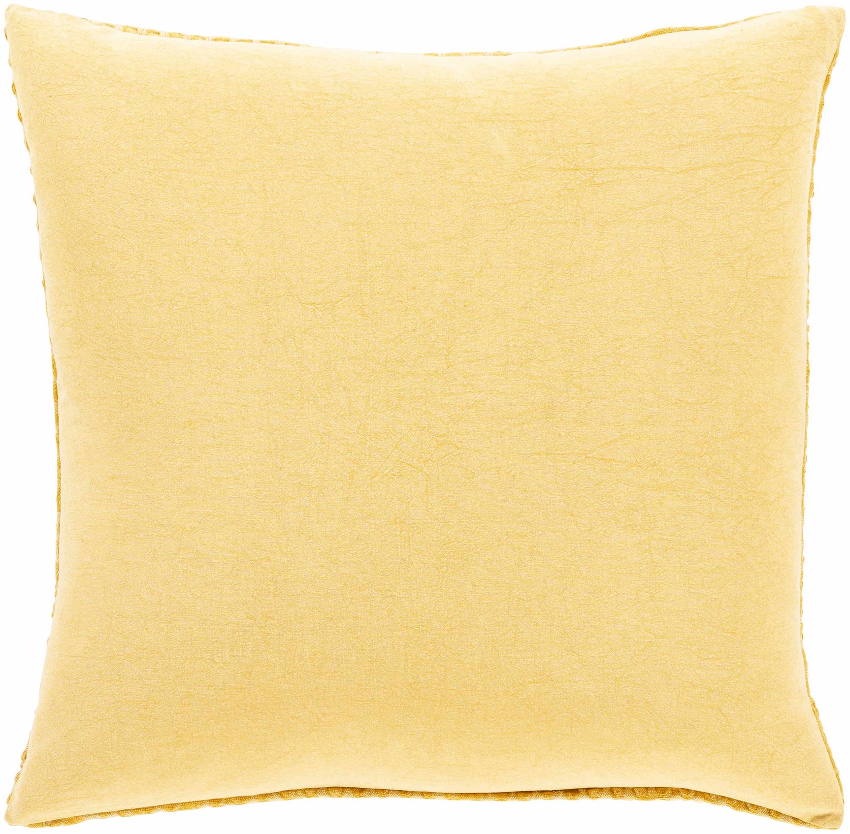 Paulding Textured Yellow Cotton Square Throw Pillow - Ornate Home