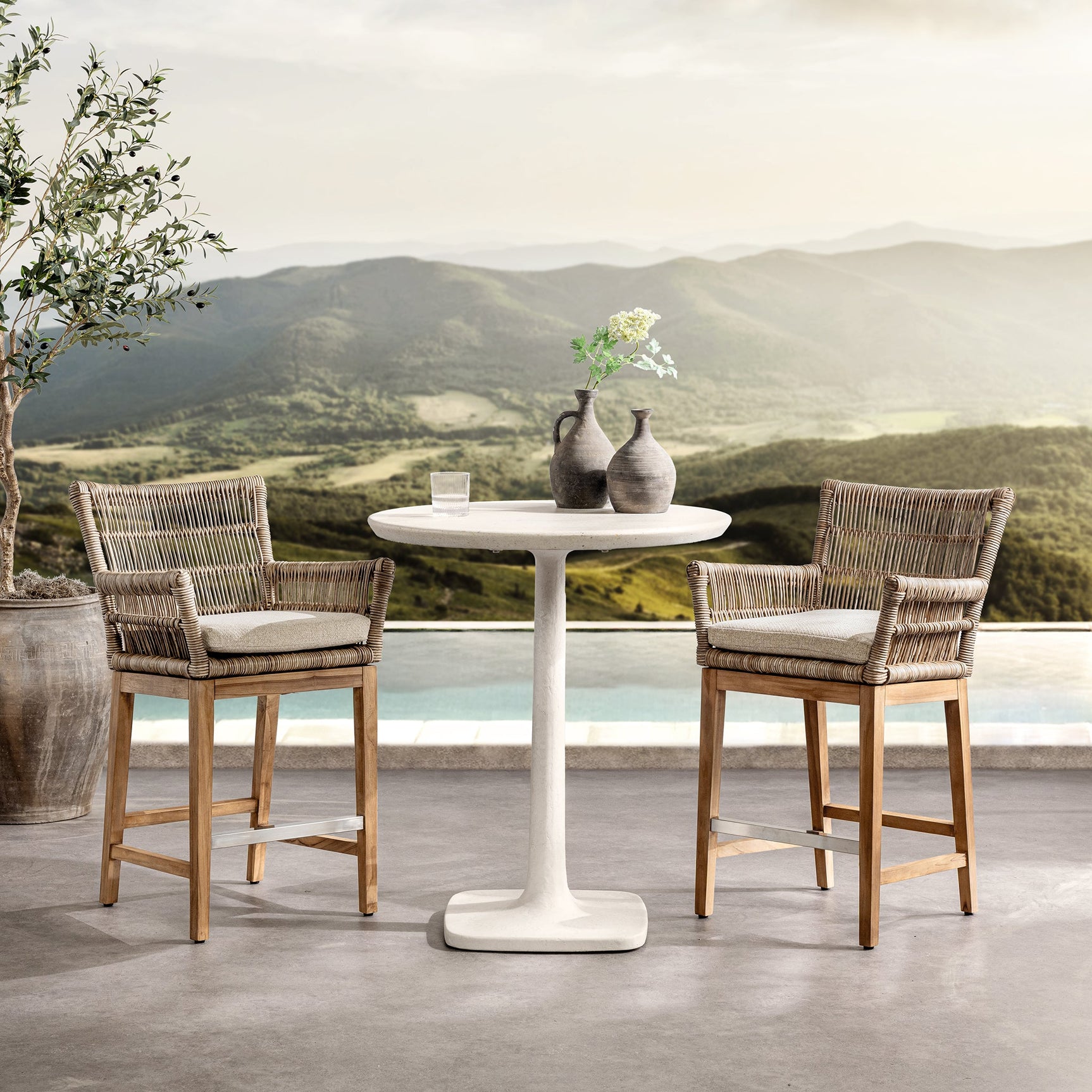 Paulina White Outdoor Counter Table - Ornate Home