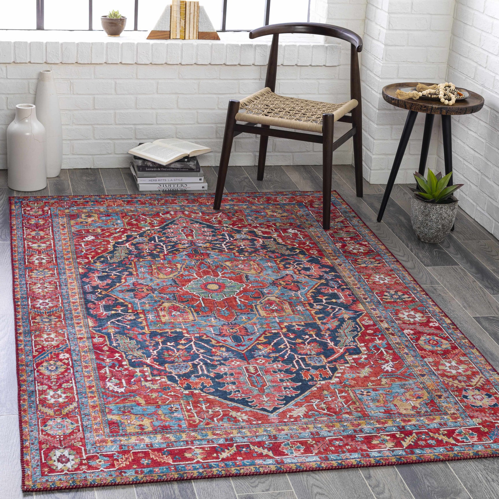 Pauline Red Medallion Performance Rug - Ornate Home