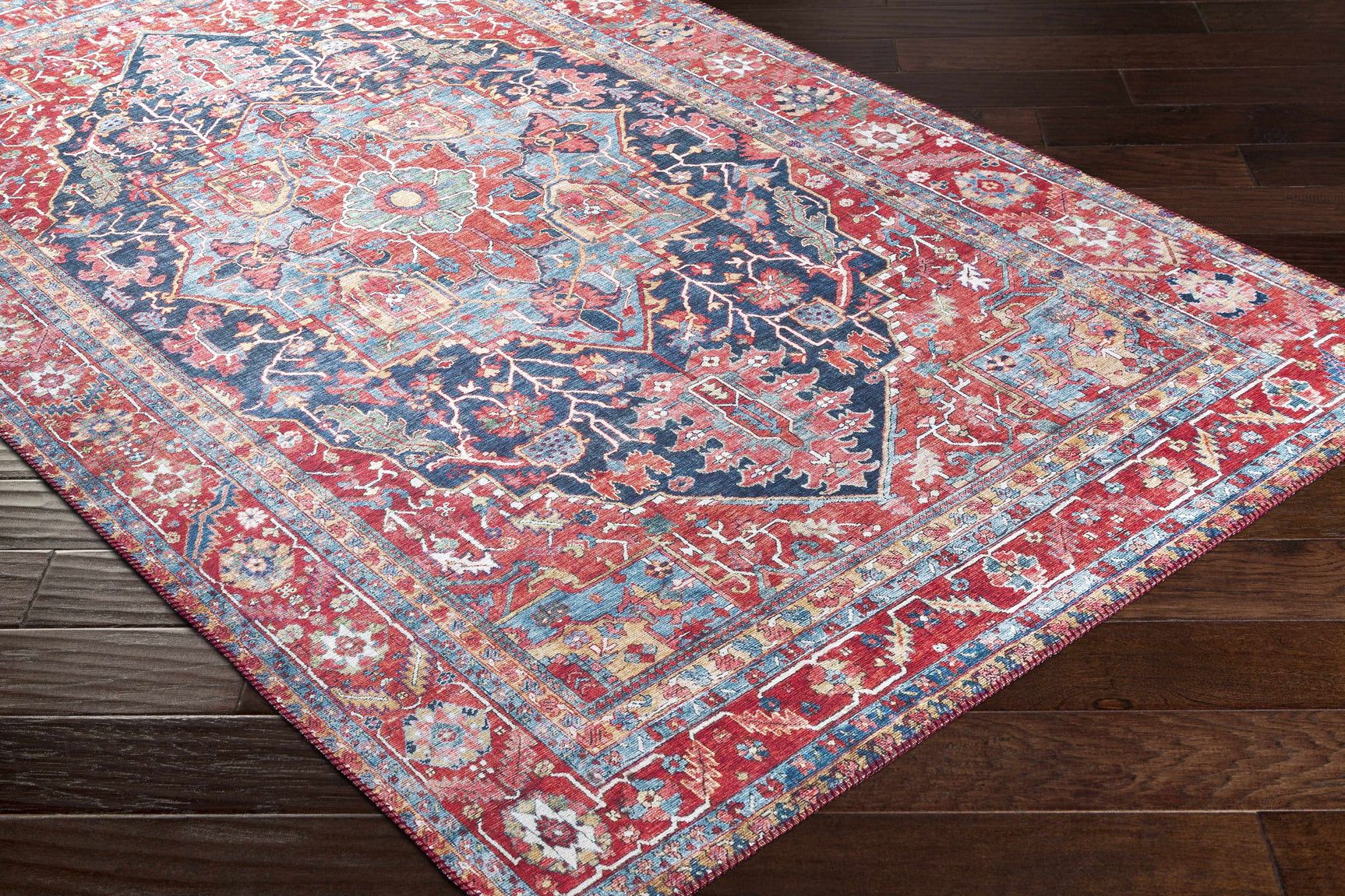Pauline Red Medallion Performance Rug - Ornate Home