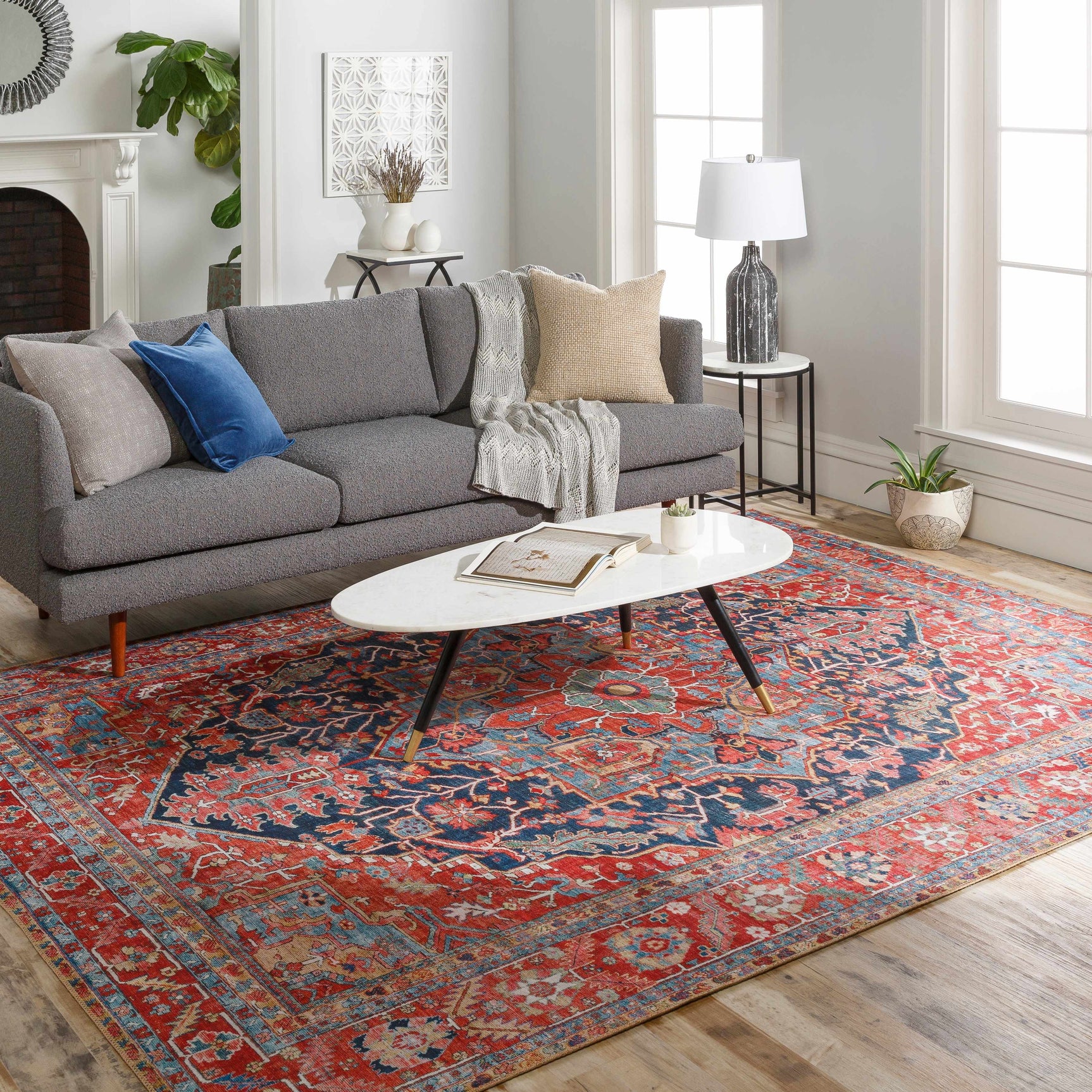Pauline Red Medallion Performance Rug - Ornate Home