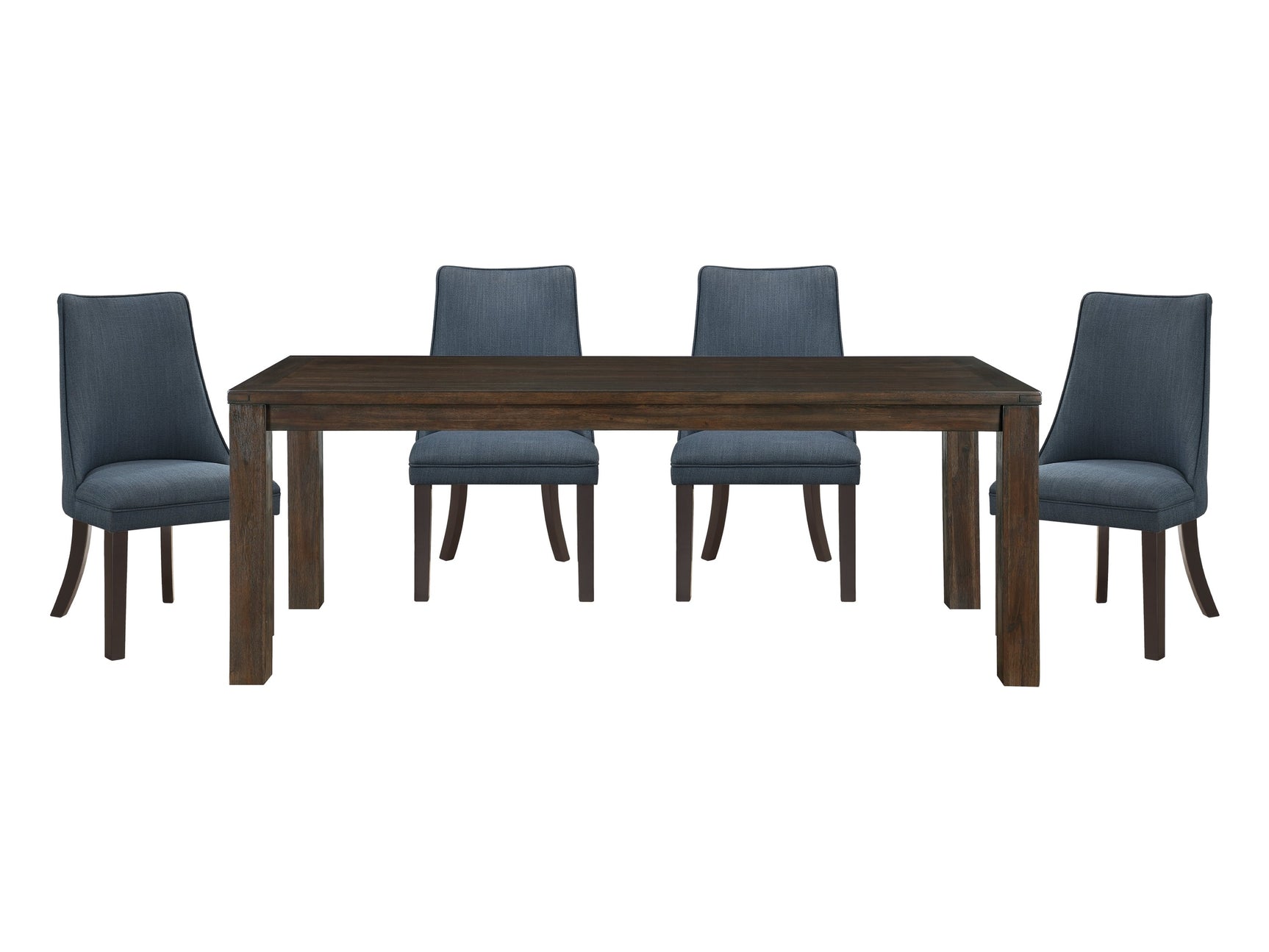Paulson Dark Walnut/Blue Gray 5-Piece Dining Table Set - Ornate Home