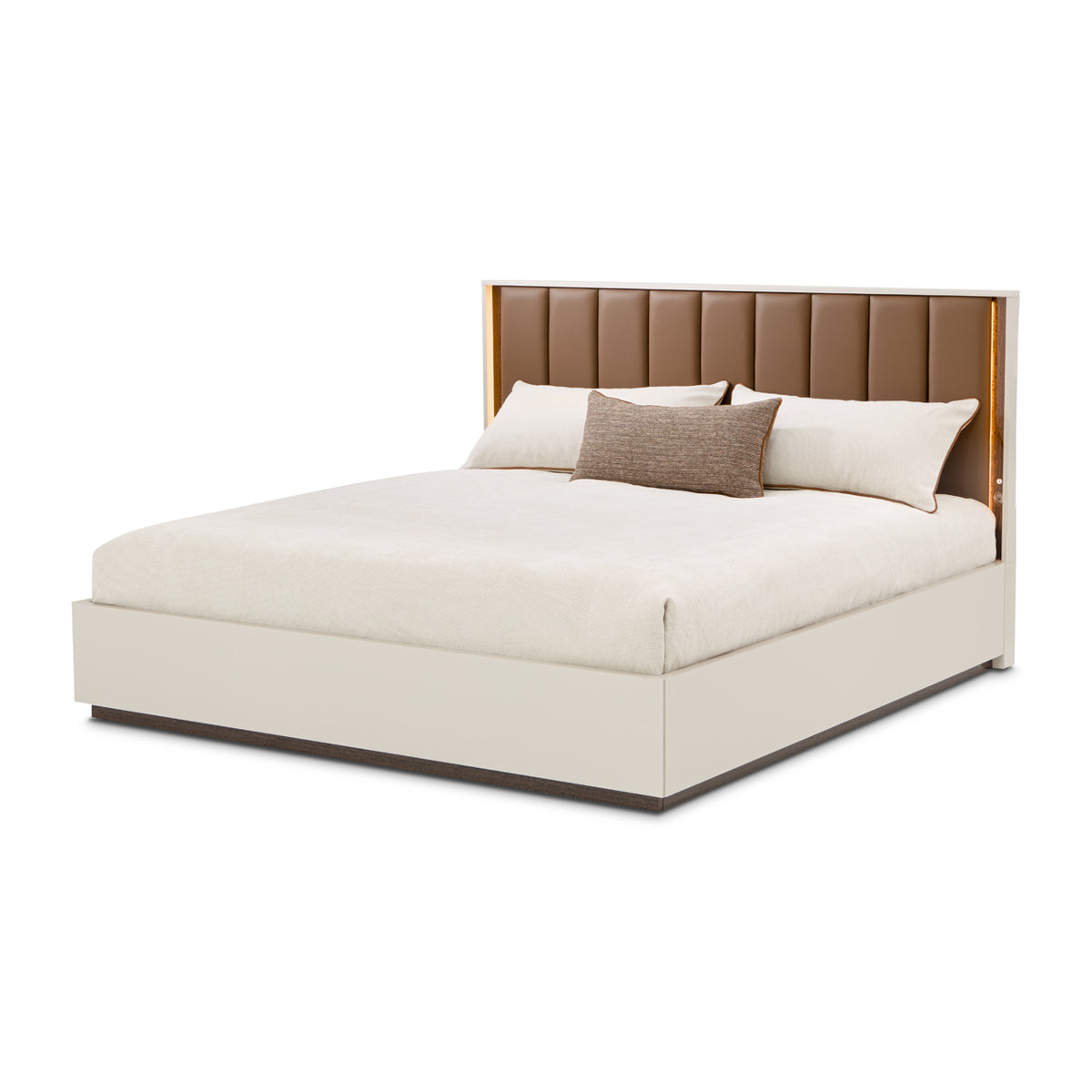 Pavira Walnut/Espresso Eastern King Bed with LED Lights