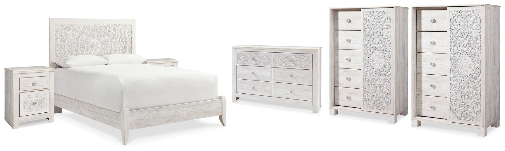 Paxberry Queen Panel Bedroom Set with Dresser, 2 Chests and 2 Nightstands (Online Special Price) - Ornate Home