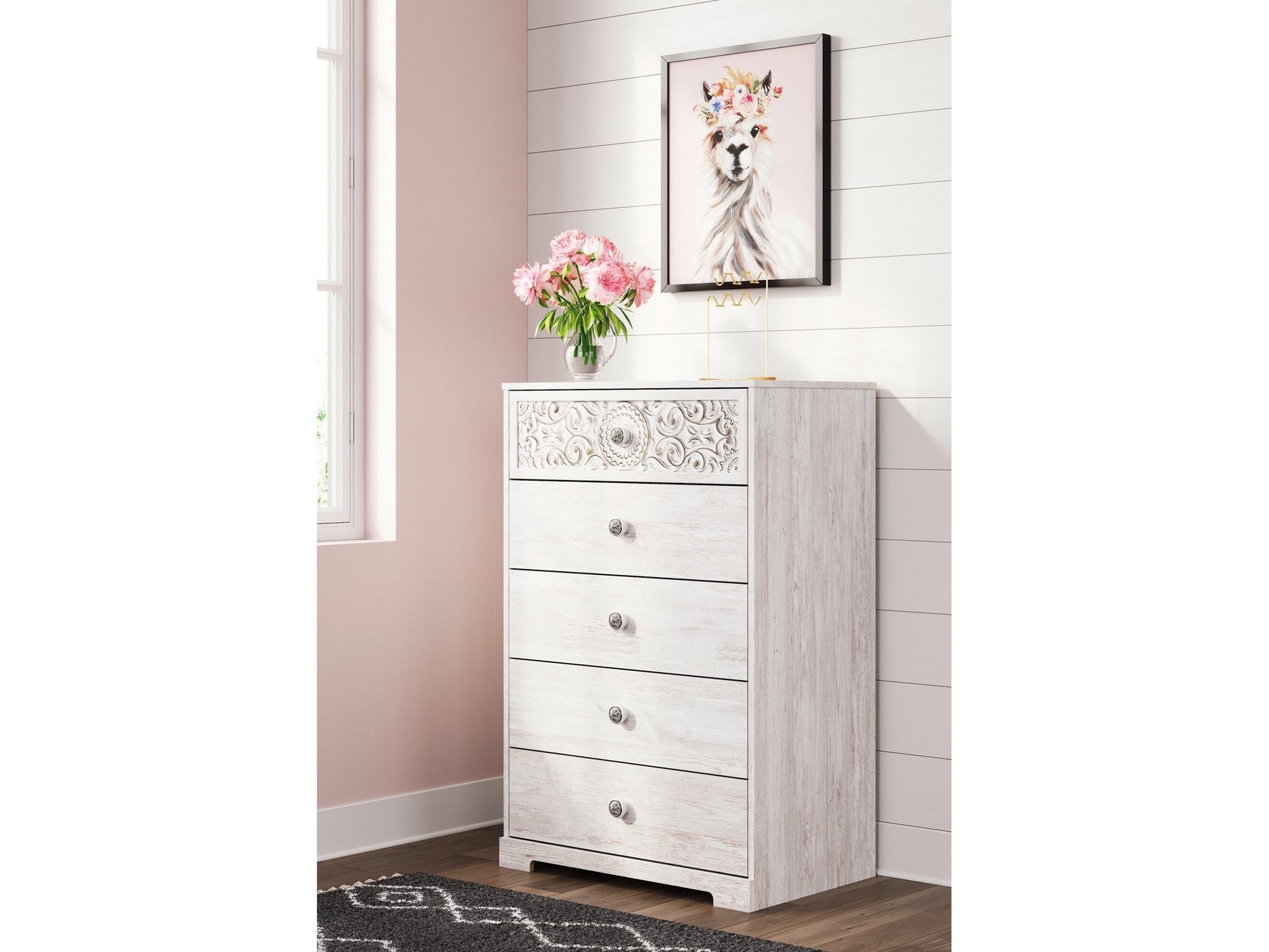 Paxberry Whitewash Chest of Drawers - Ornate Home