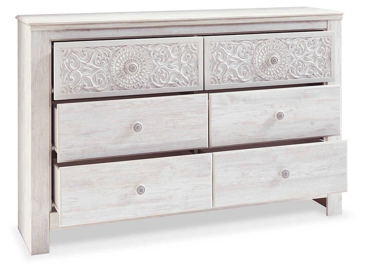 Paxberry Whitewash Full Panel Bedroom Set with Dresser and Nightstand (Online Special Price) - Ornate Home