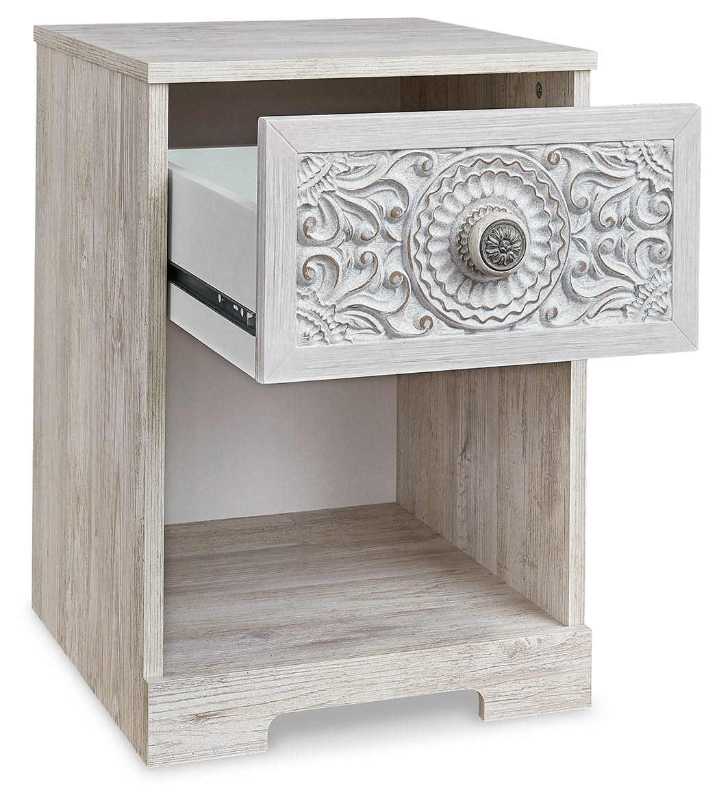 Paxberry Whitewash One Drawer Nightstand (Online Special Price) - Ornate Home