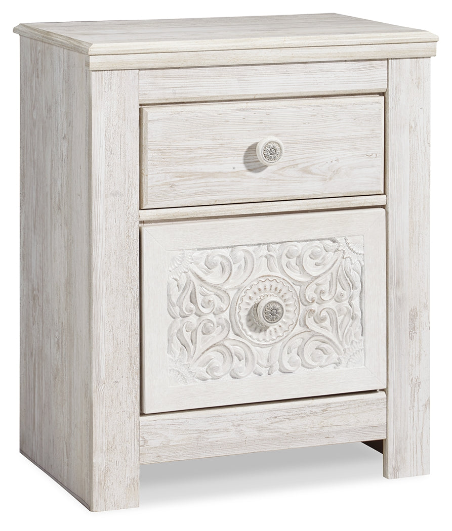 Paxberry Whitewash Twin Panel Bedroom Set with Nightstand (Online Special Price) - Ornate Home