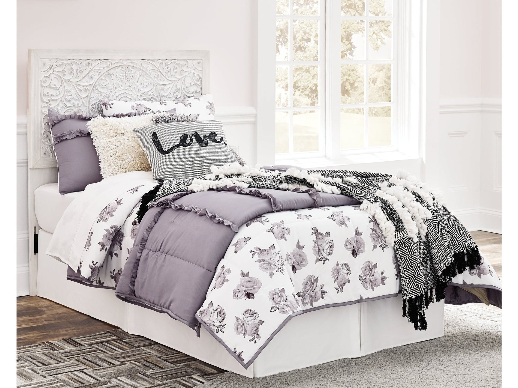 Paxberry Whitewash Twin Panel Headboard - Ornate Home