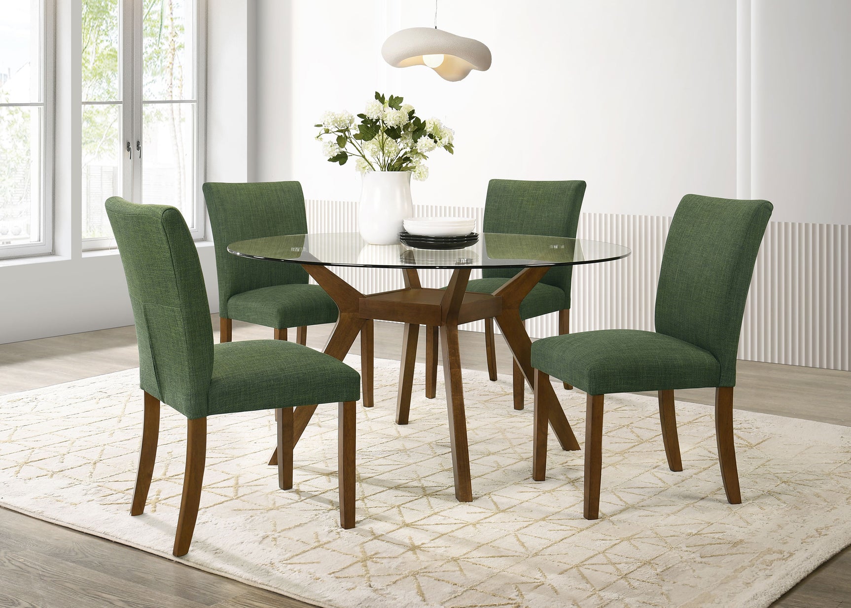 Paxton Brown / Green Dining Set - Ornate Home