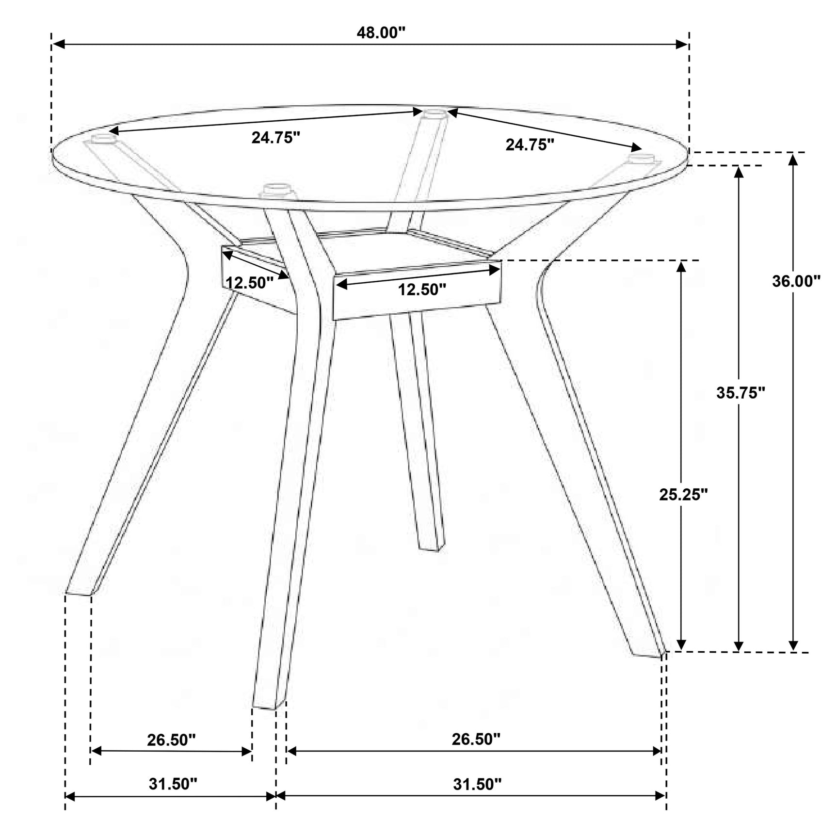 Paxton Brown Round 48-inch Glass Top Counter Height Dining Table - Ornate Home
