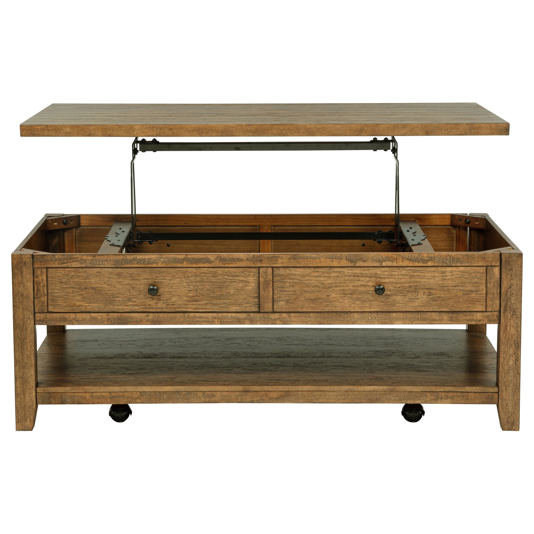 Payne Distressed Brown 48-inch Mobile Lift Top Coffee Table - Ornate Home