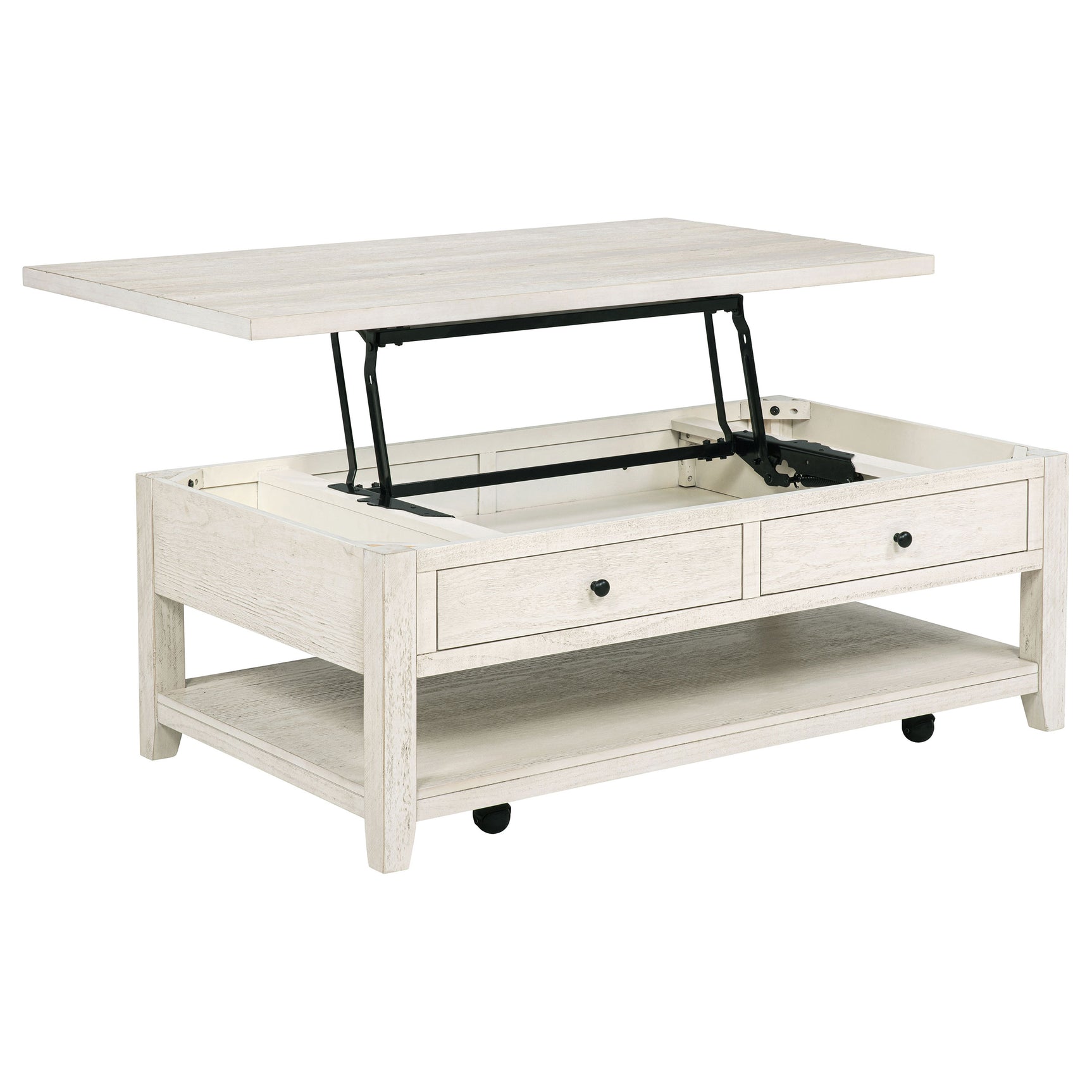 Payne Distressed White 48-inch Mobile Lift Top Coffee Table - Ornate Home