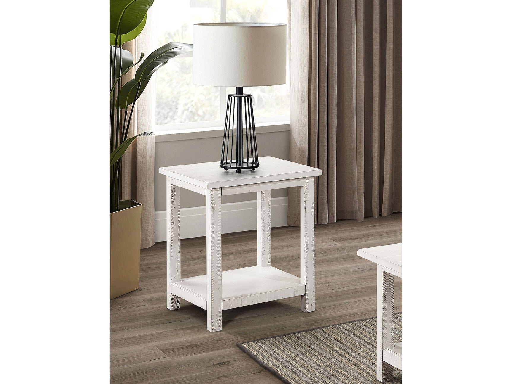 Payne Distressed White End Table - Ornate Home