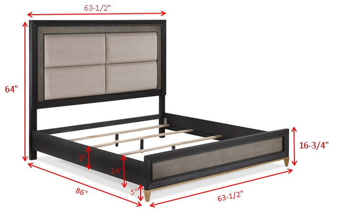 Payson Black/Brown Upholstered Panel Bedroom Set - Ornate Home