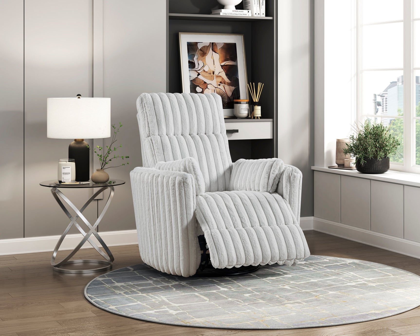 Payton Beige Swivel Glider Reclining Chair - Ornate Home