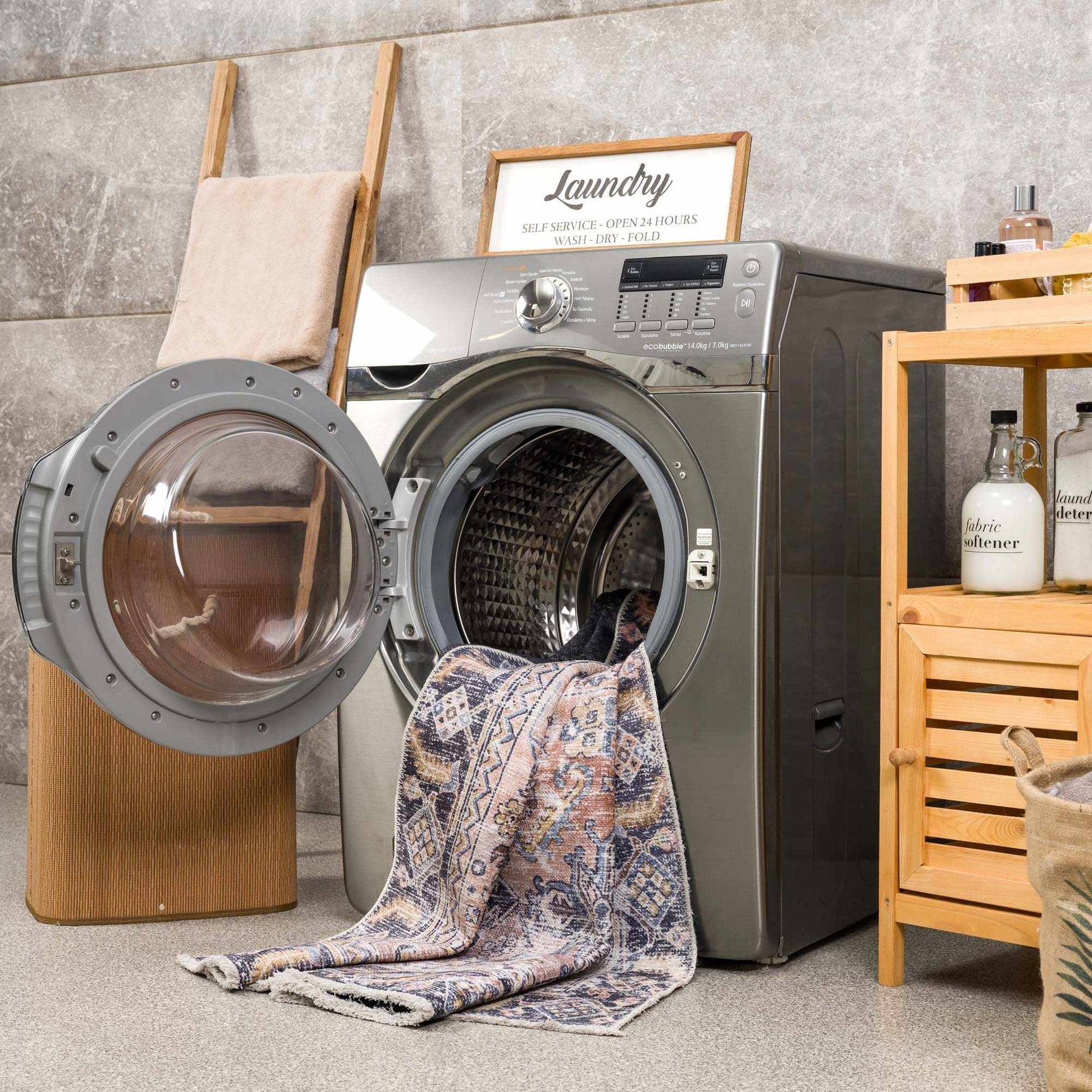 Peach Holi-2305 Washable Area Rug - Ornate Home