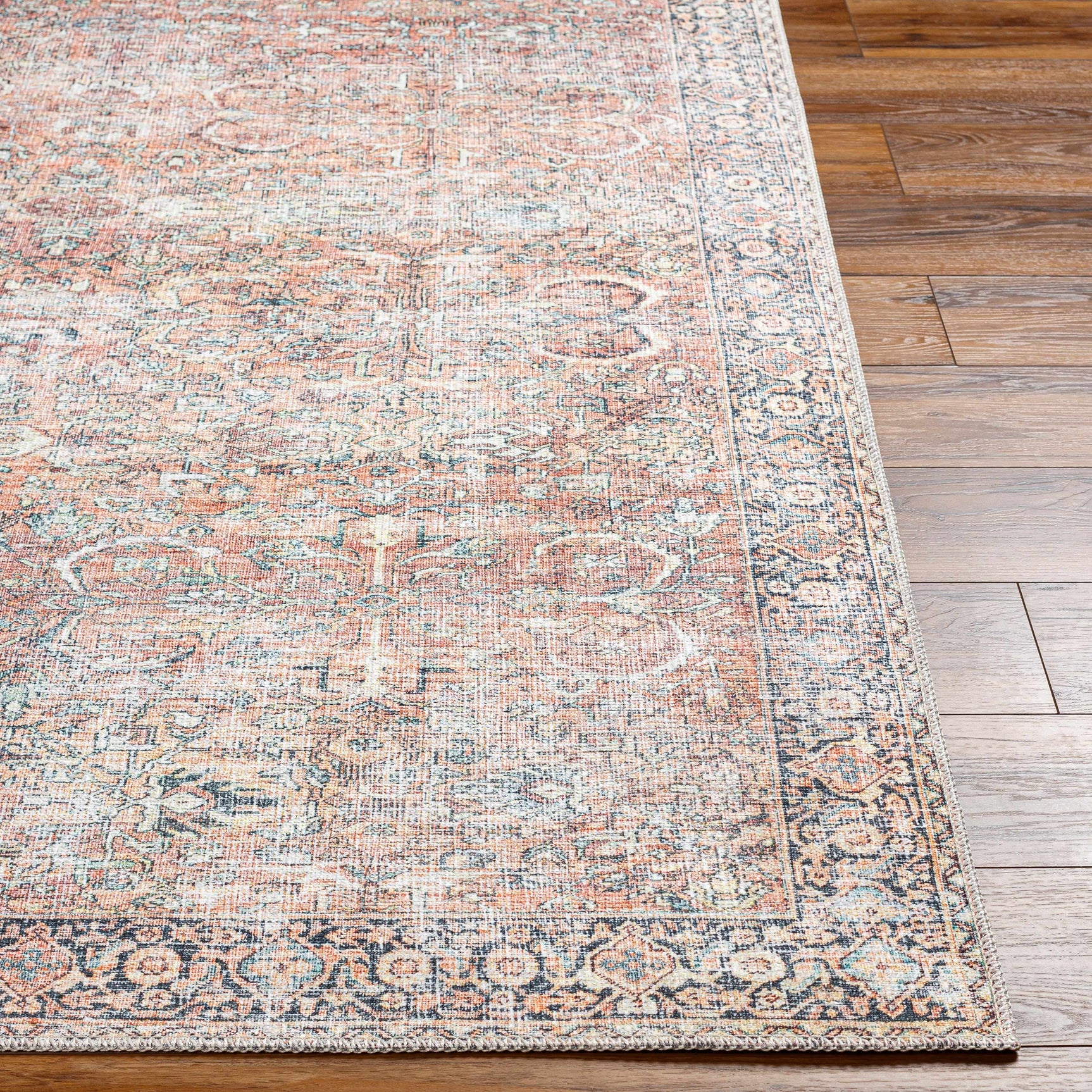 Peach Noda Vintage Washable Area Rug - Clearance - Ornate Home