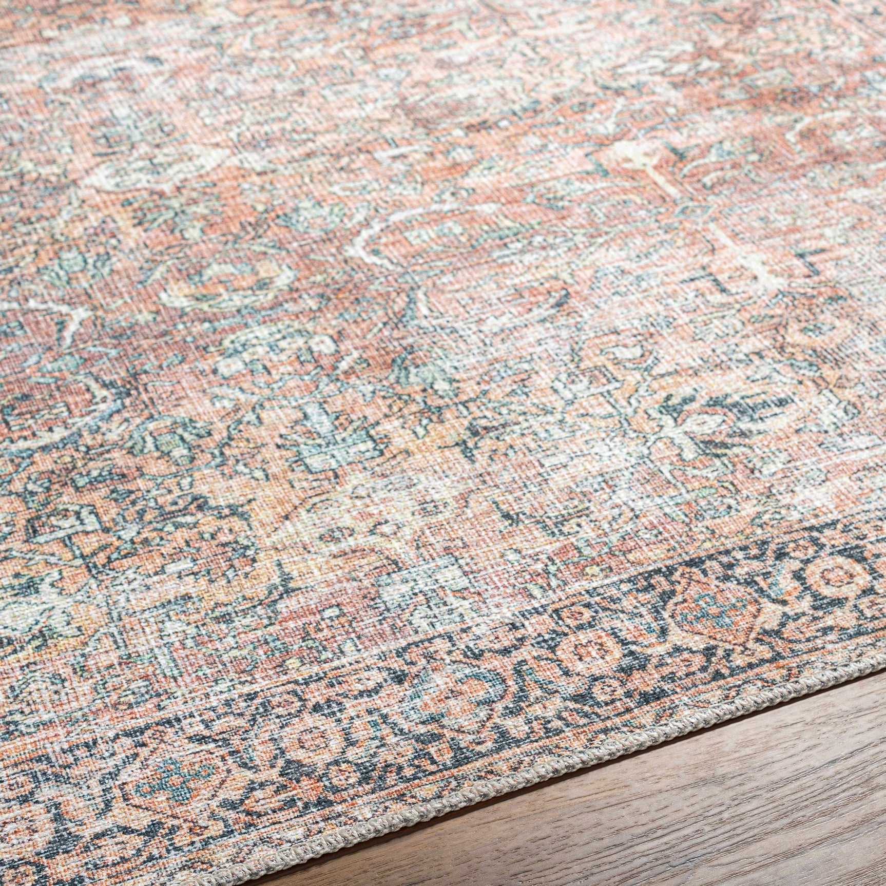 Peach Noda Vintage Washable Area Rug - Clearance - Ornate Home