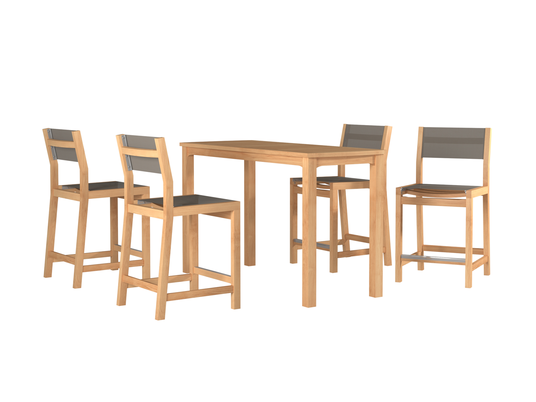 Pearl 5-Piece Rectangular Teak Taupe Outdoor Counter Height Dining Set - Ornate Home