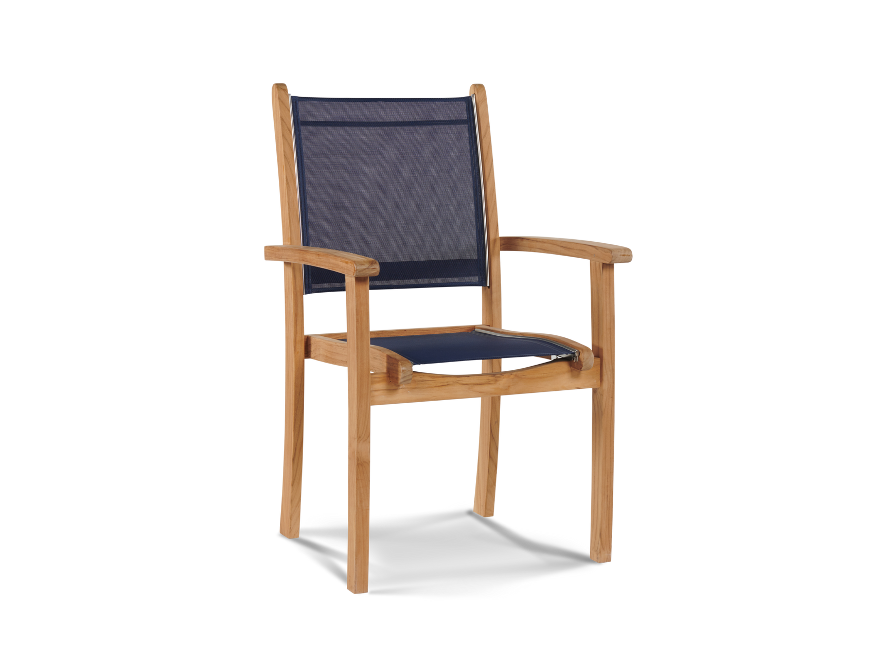 Pearl 5-Piece Square Teak Blue Outdoor Dining Set with Stacking Armchairs - Ornate Home