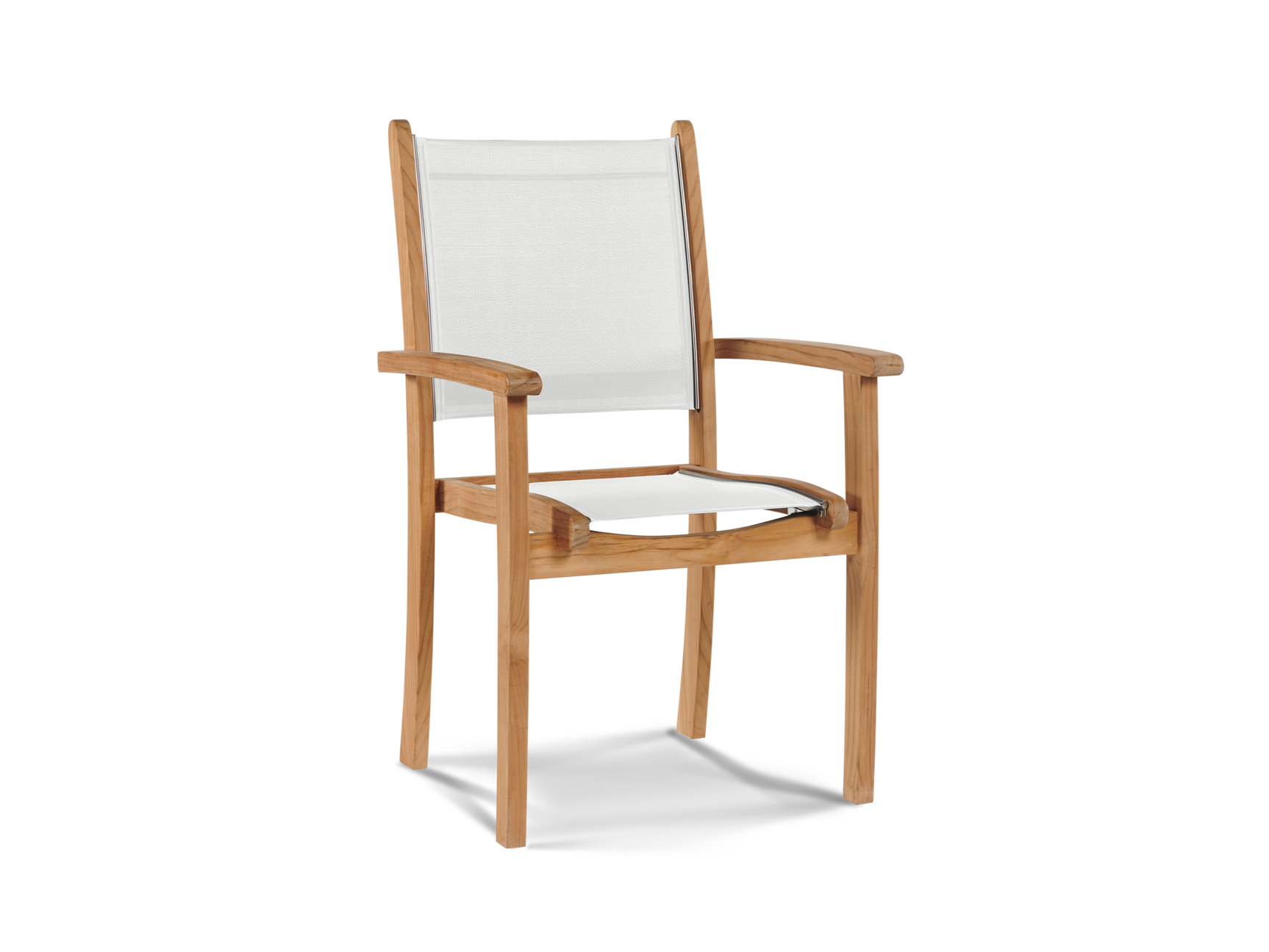 Pearl 5-Piece Square Teak White Outdoor Dining Set with Stacking Armchairs - Ornate Home