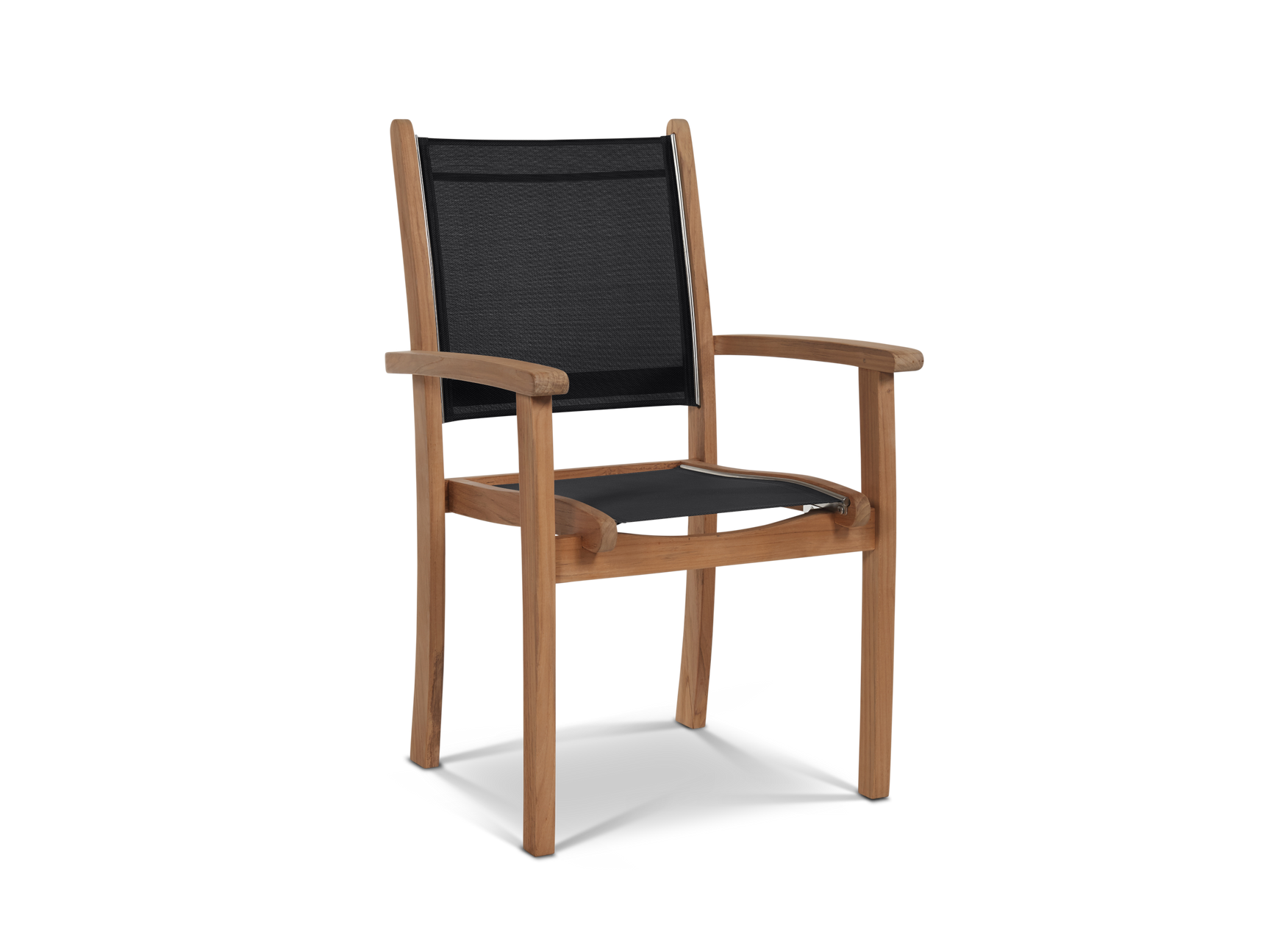 Pearl Teak Black Outdoor Dining Stacking Armchair (Set of 4) - Ornate Home