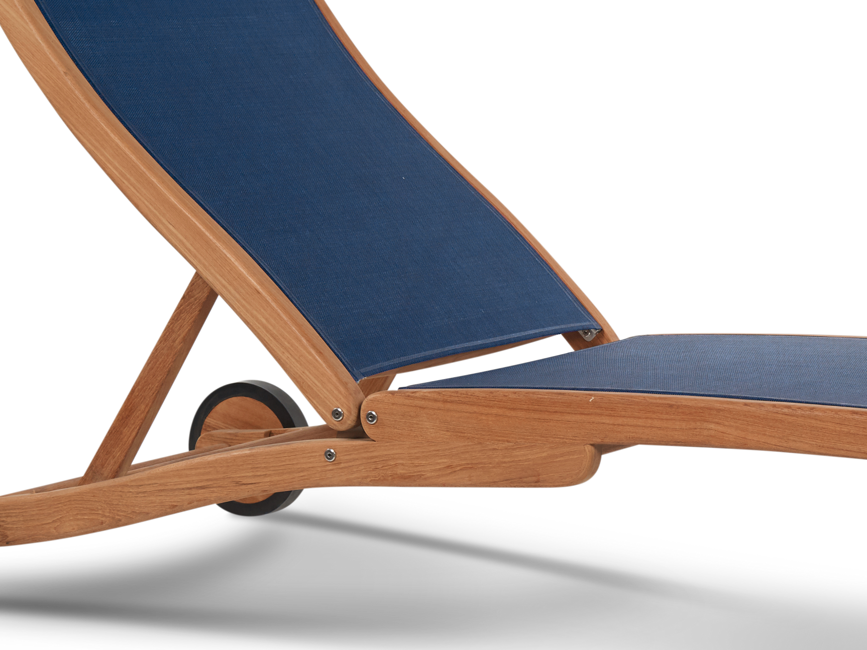 Pearl Teak Blue Outdoor Reclining Sunlounger with Rear Wheels - Ornate Home