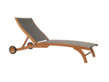 Pearl Teak Taupe Outdoor Reclining Sunlounger with Rear Wheels - Ornate Home