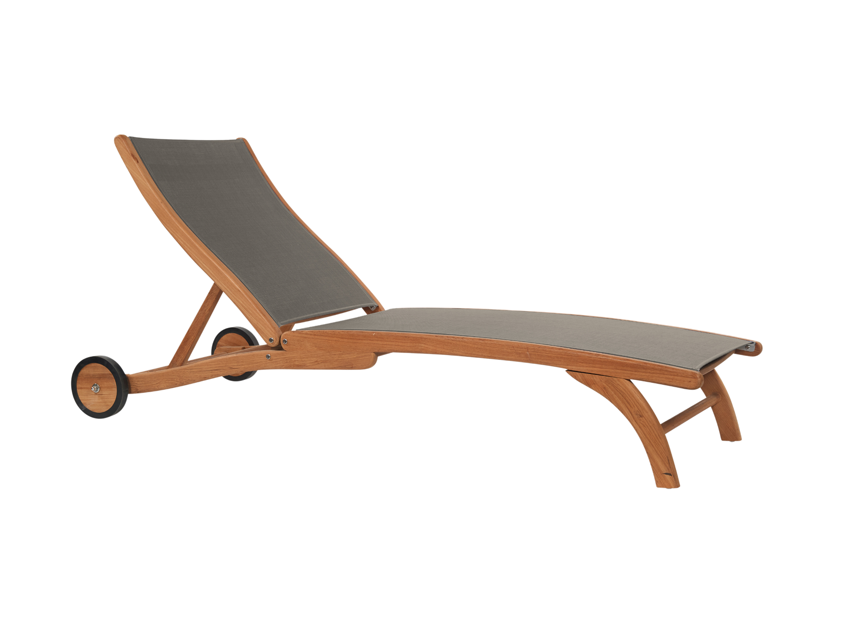 Pearl Teak Taupe Outdoor Reclining Sunlounger with Rear Wheels - Ornate Home