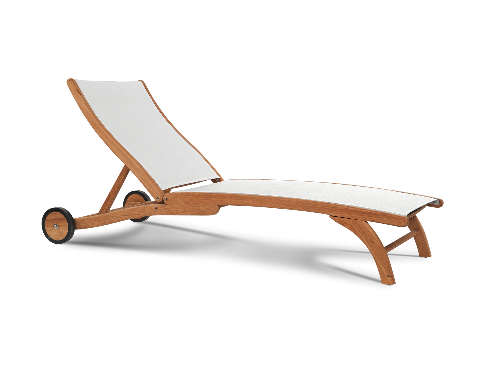 Pearl Teak White Outdoor Reclining Sunlounger with Rear Wheels - Ornate Home