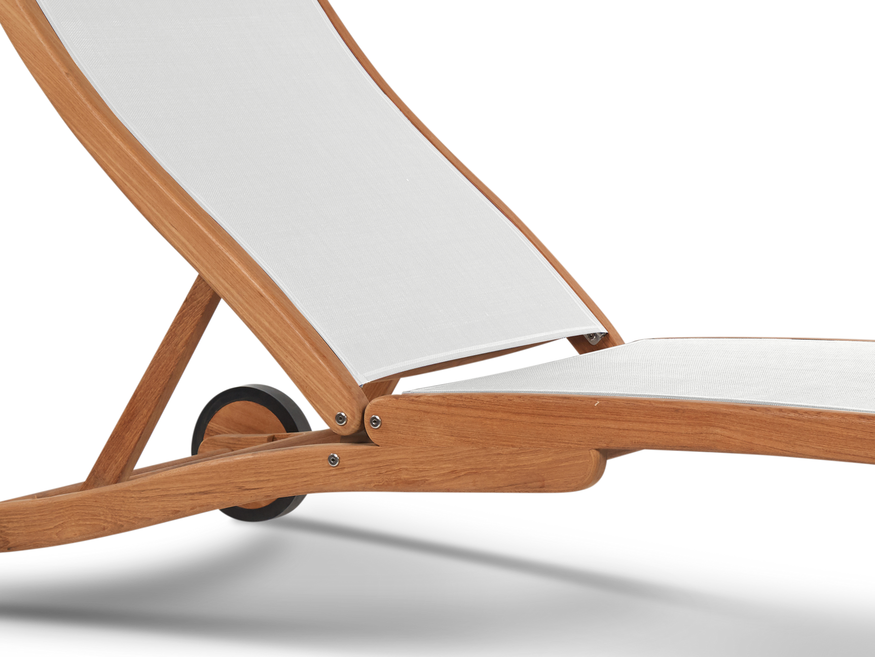 Pearl Teak White Outdoor Reclining Sunlounger with Rear Wheels - Ornate Home