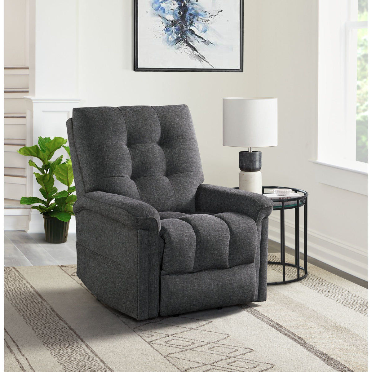 Pecos Ribbit Charcoal Power Motion Lift Chair - Ornate Home
