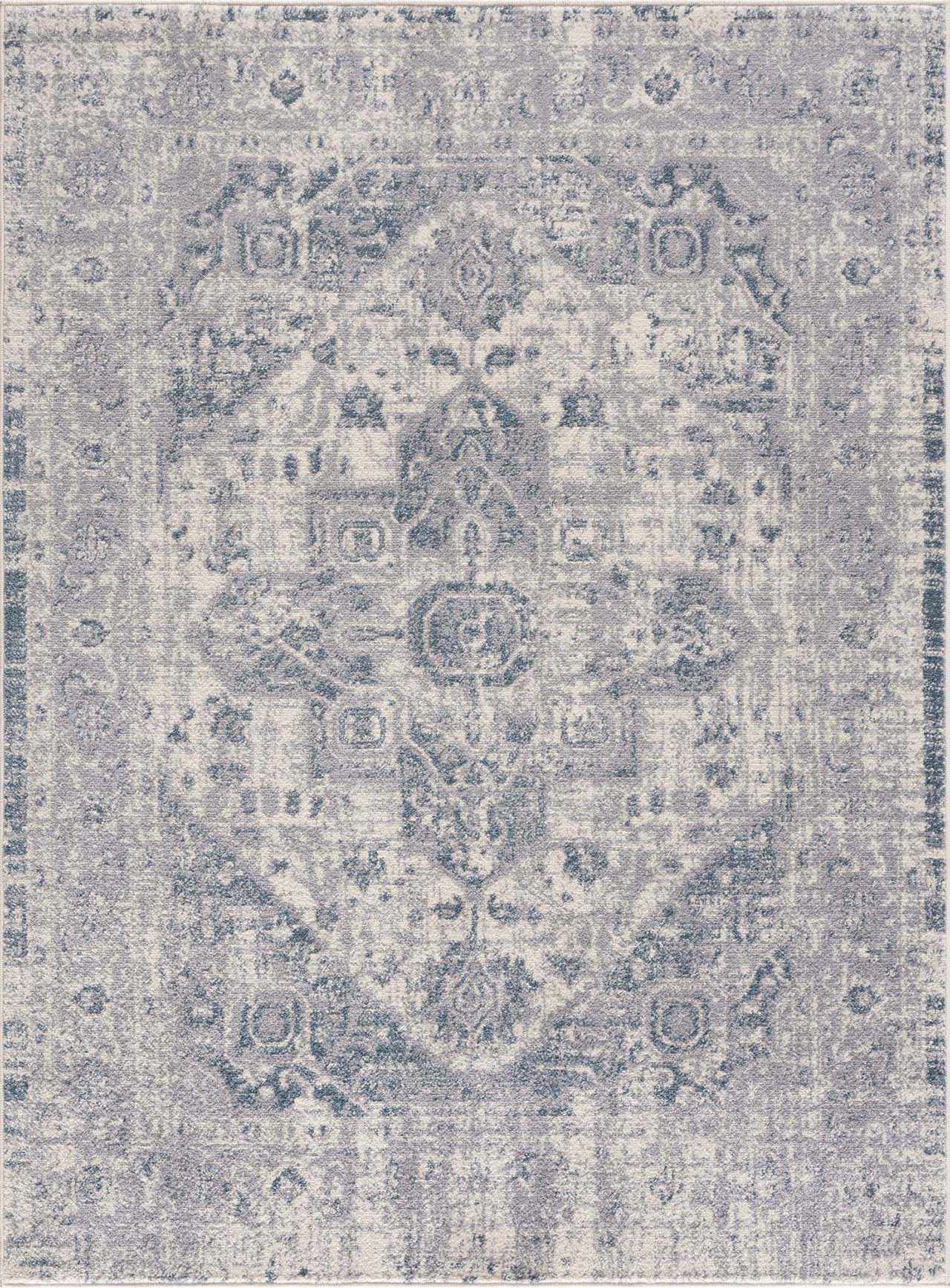 Peeta Gray Blue Medallion Area Rug - Clearance - Ornate Home