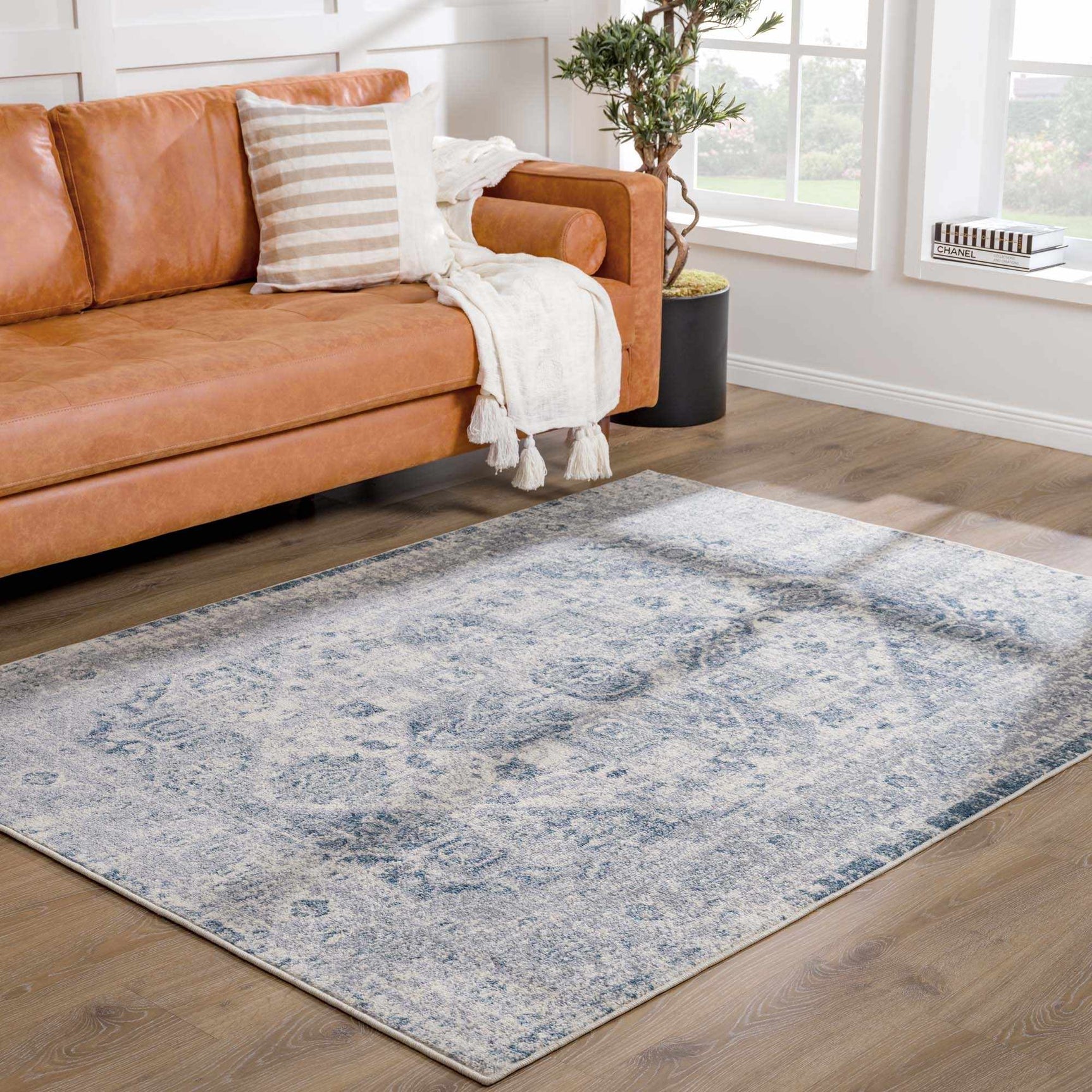 Peeta Gray Blue Medallion Area Rug - Clearance - Ornate Home