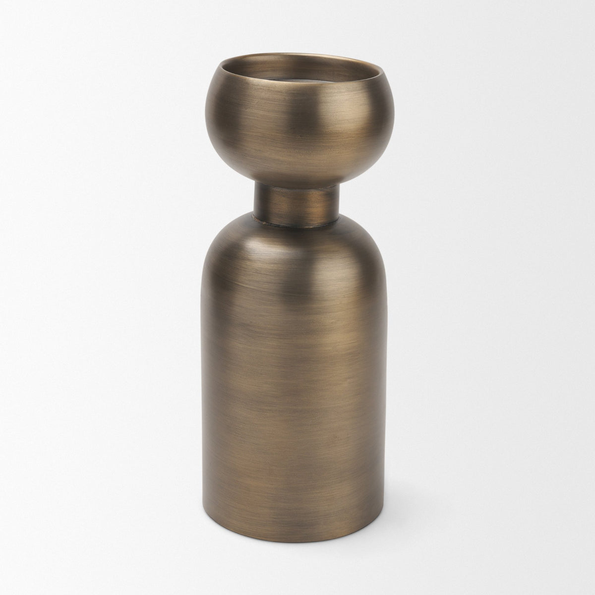 Pelar Antiqued Brass Large Stacked Pillar Candle Holder - Ornate Home