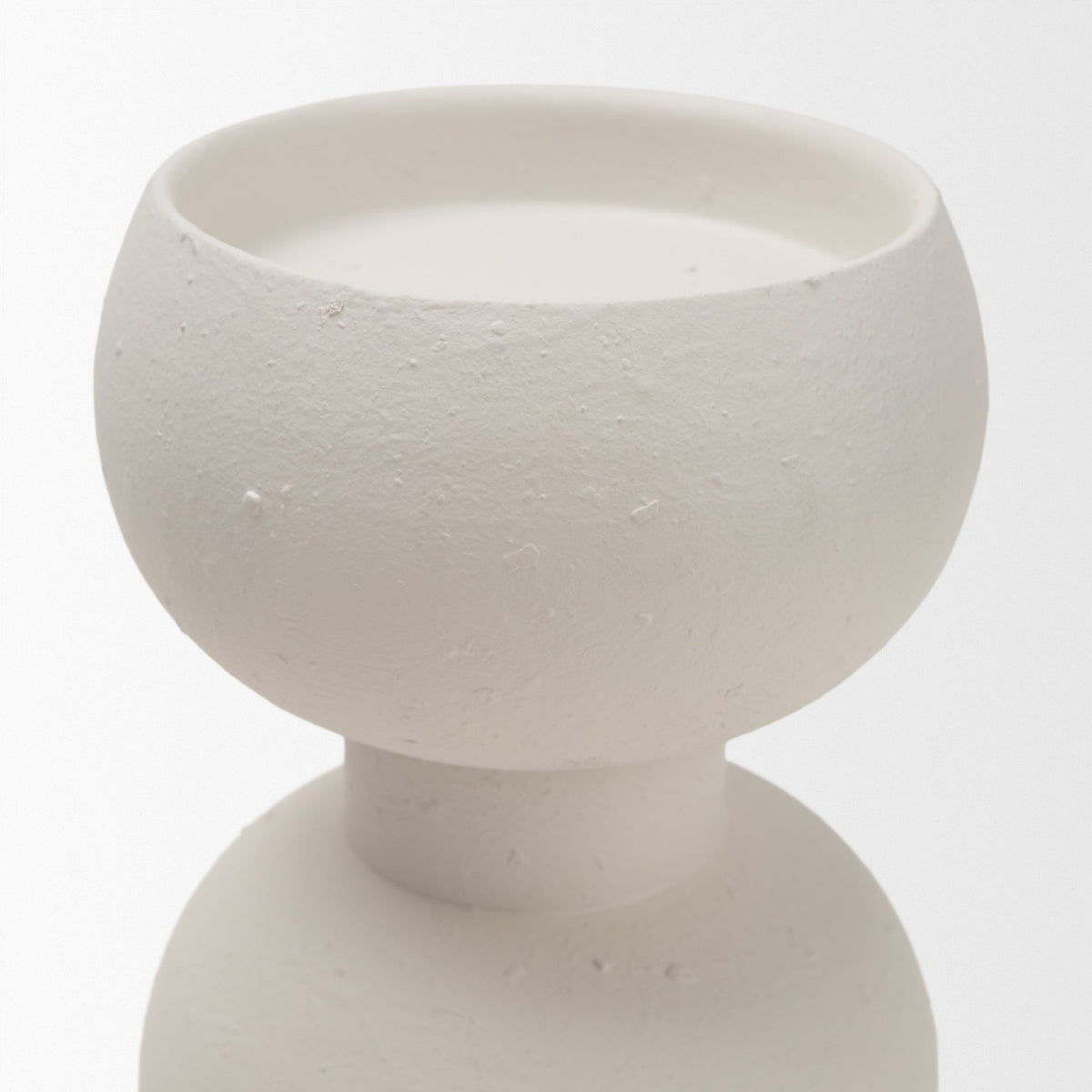 Pelar Matte White Large Metal Stacked Pillar Candle Holder - Ornate Home