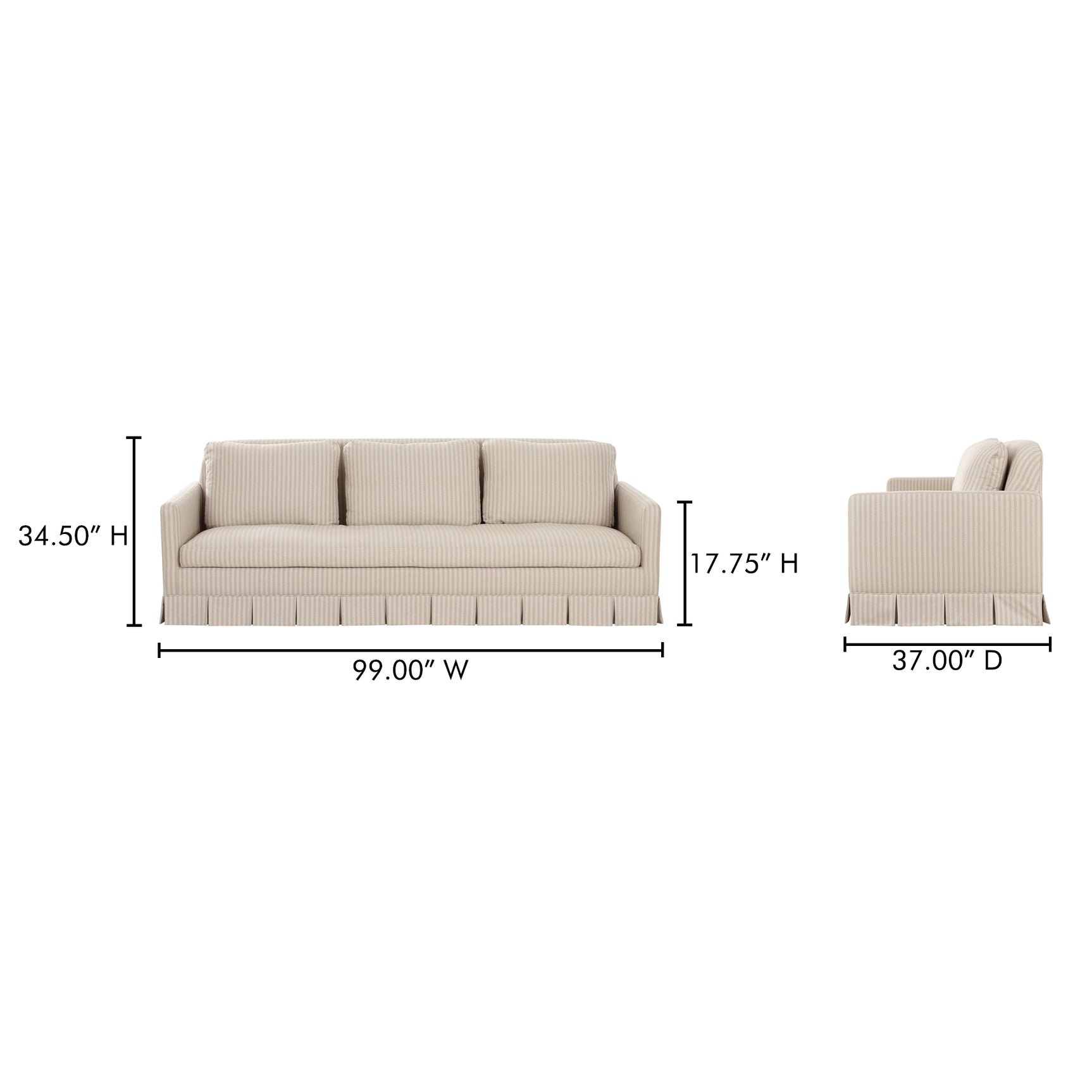 Pellicano Beige Stripe Sofa - Ornate Home