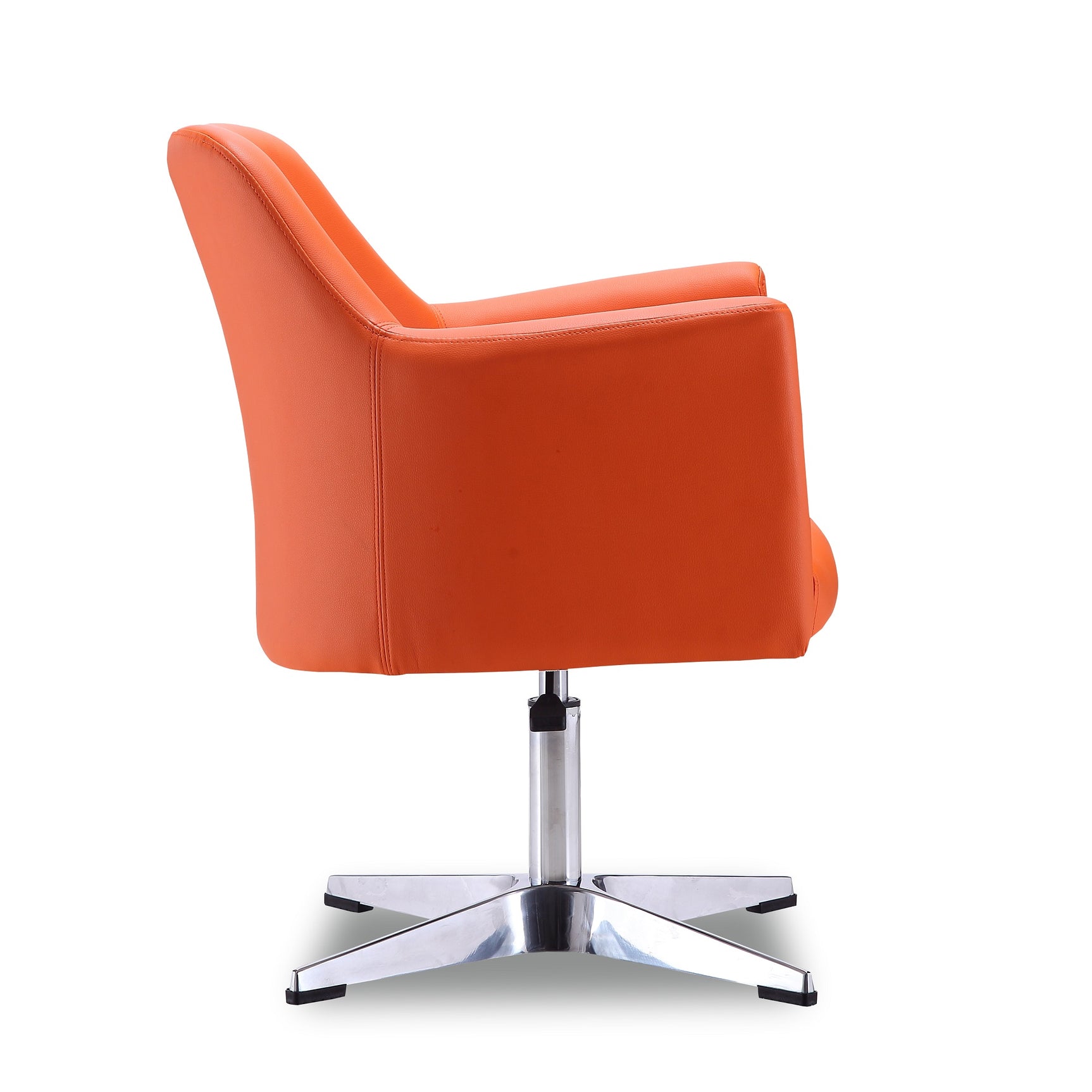 Pelo Adjustable Height Swivel Accent Chair in Orange and Polished Chrome - Ornate Home
