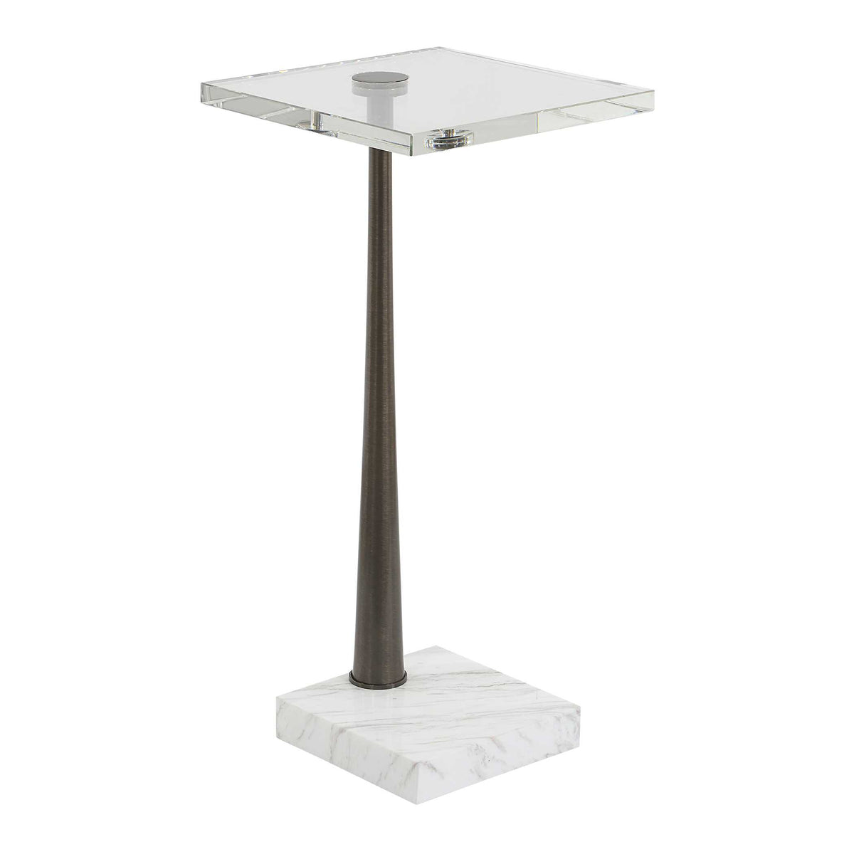 Pelton Bronze/White Marble Glass Drink Table - Ornate Home