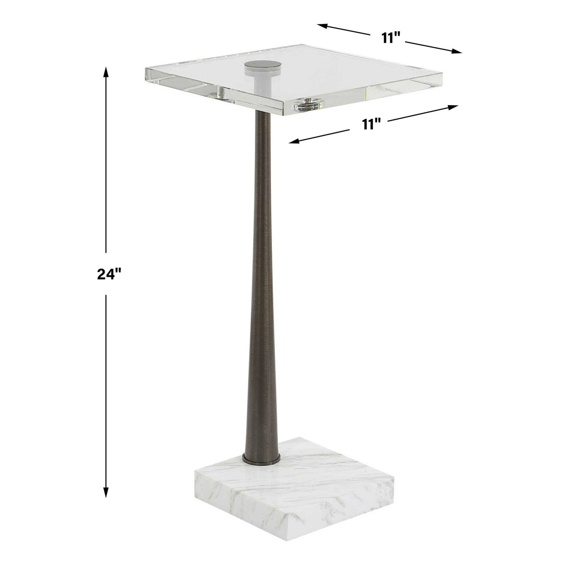 Pelton Bronze/White Marble Glass Drink Table - Ornate Home
