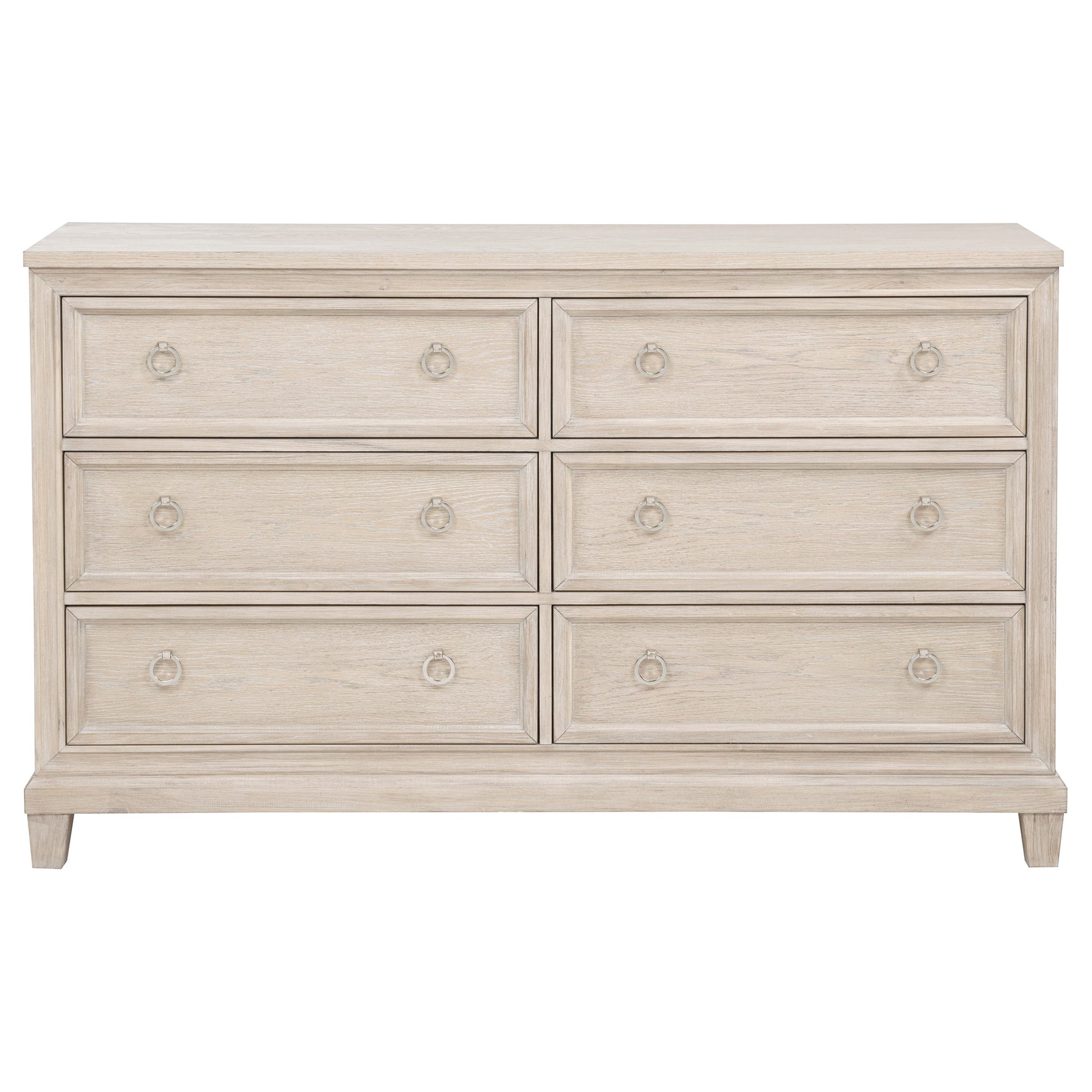 Pembroke Washed Oak 6-drawer Bedroom Dresser Cabinet - Ornate Home