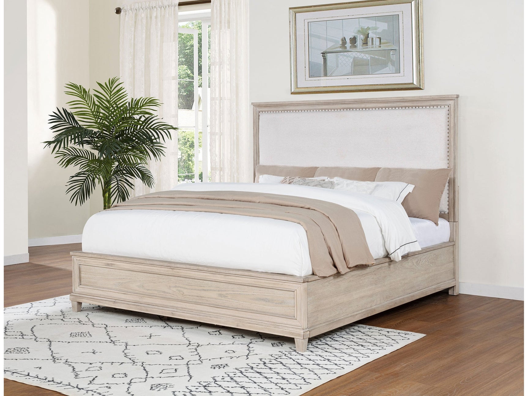 Pembroke Washed Oak 66-inch Eastern King Panel Bed - Ornate Home