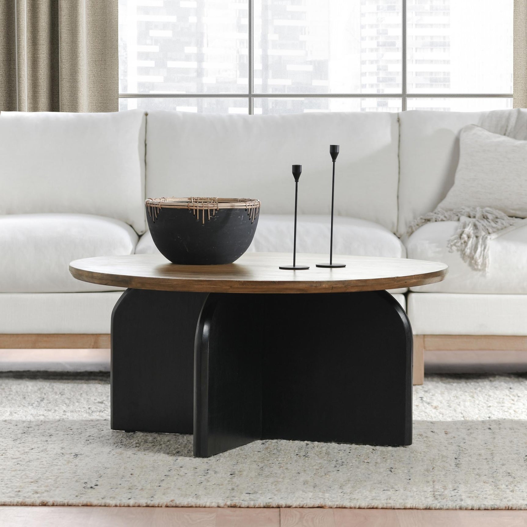 Penelope Natural Brown/Black Coffee Table - Ornate Home